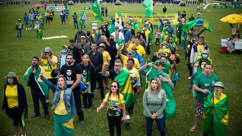 Manifestantes pró-Bolsonaro em Brasília