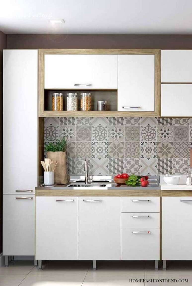 97. Modelo de cozinha modulada completa branca &ndash; Foto: Home Fashion Trend