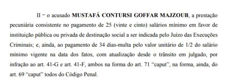Trecho da senten&ccedil;a da investiga&ccedil;&atilde;o sobre Mustaf&aacute; Contursi
