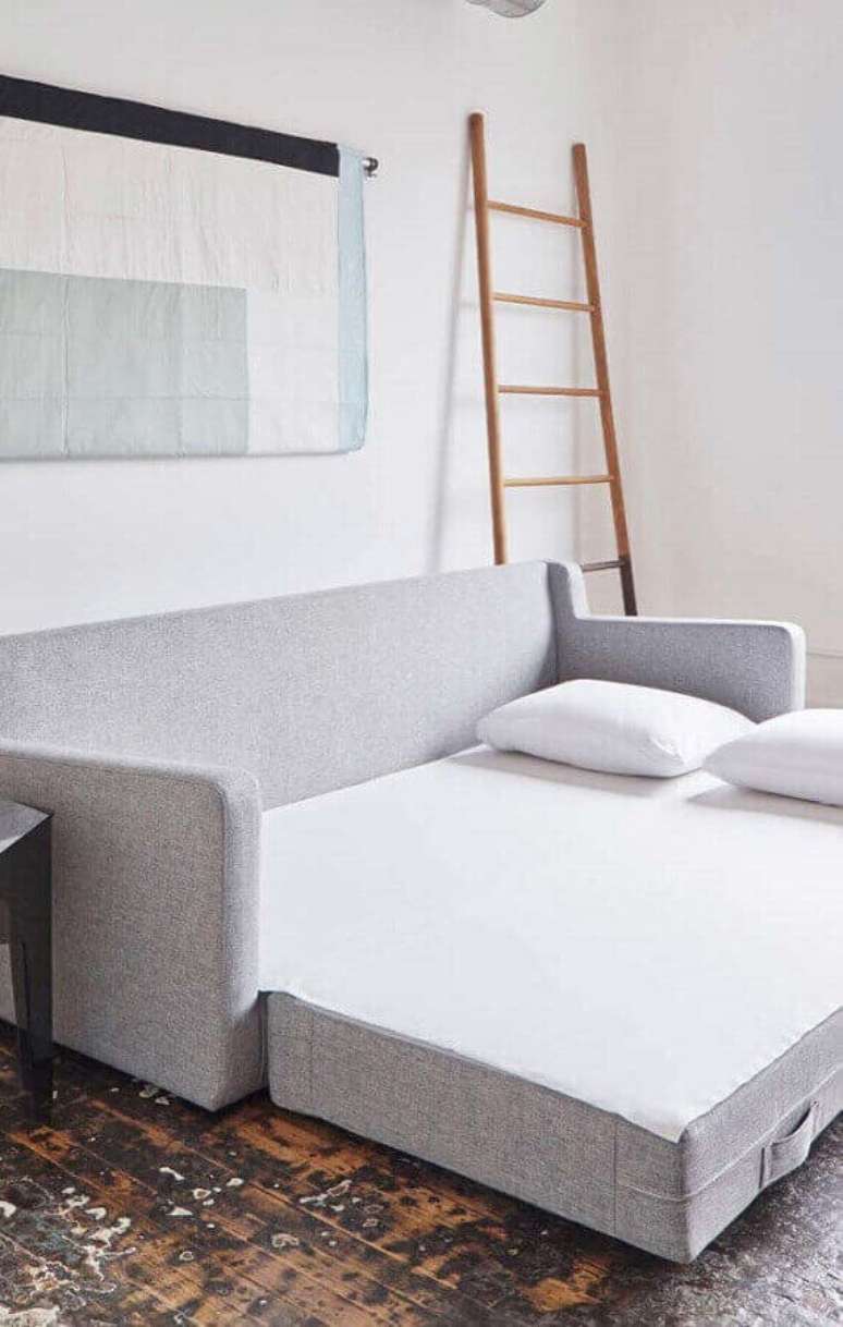 8. Modelo de sofá cama cinza – Foto: Pinterest