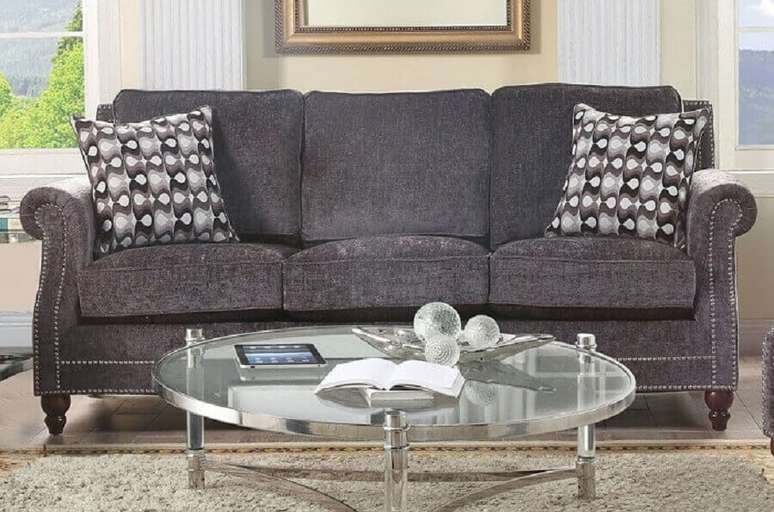 17. Modelo de sofá chenille cinza – Fonte: Pinterest