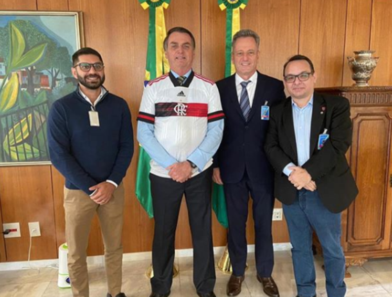 Márcio Tannure, Jair Bolsonaro, Rodolfo Landim e Alexsander Santos (Foto: Reprodução/Instagram)