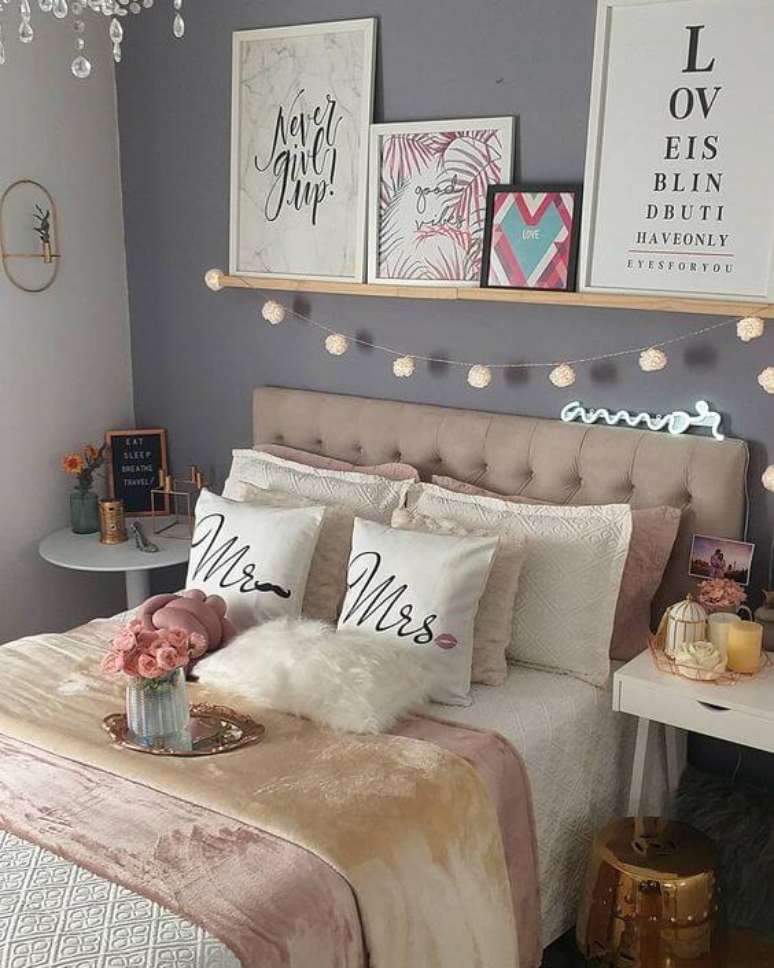 23. Quarto com decora&ccedil;&atilde;o rom&acirc;ntica &ndash; Via: Pinterest