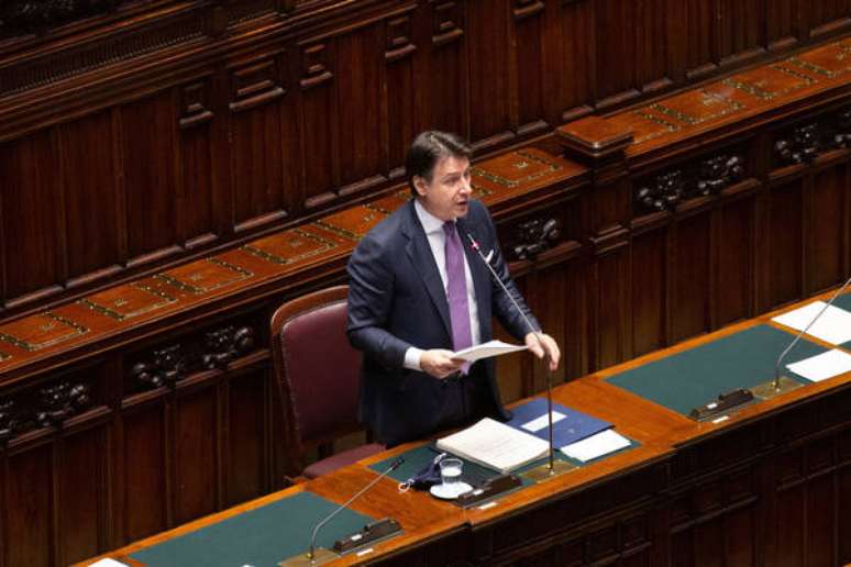 Primeiro-ministro Giuseppe Conte discursa na Câmara dos Deputados