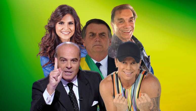 Bolsonaro entre Marcelo de Carvalho, Aline Barros, Dedé Santana e Netinho da Bahia: artistas ganham haters ao manifestar apoio ao presidente