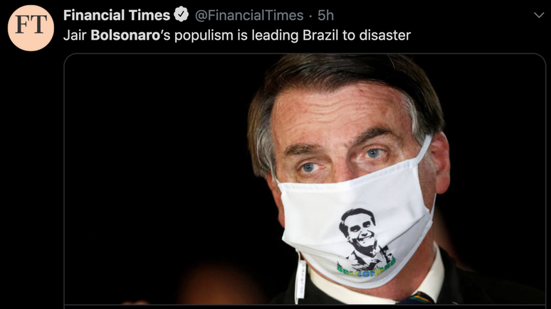 Veículos internacionais publicaram textos com duras críticas à resposta do presidente Jair Bolsonaro à crise gerada pelo coronavírus