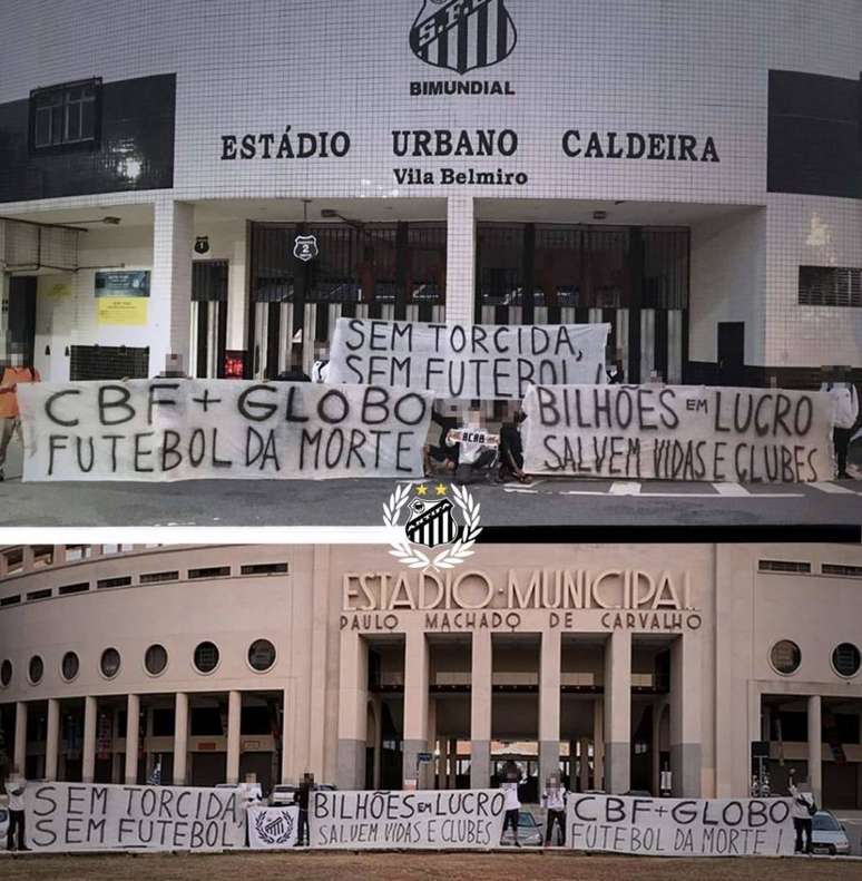A CBF, TV Globo e o presidente Bolsonaro foram os principais alvos do protesto (Foto: Reprodução)