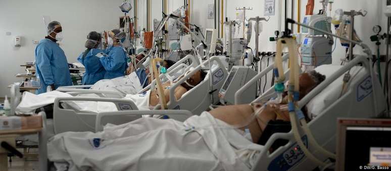 Pacientes com covid-19 em hospital de São Paulo