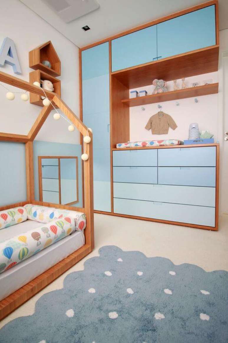 2. Guarda roupa infantil menino em tons de azul – Via: Doob Arquitetura