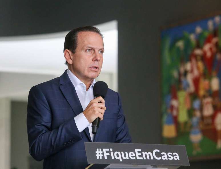 Governador João Doria (PSDB), durante coletiva no Palácio dos Bandeirantes