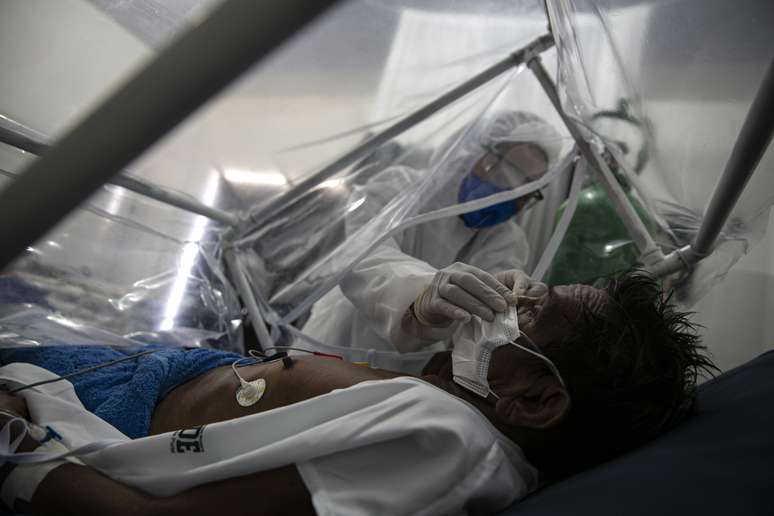  Pacientes com covid-19 são atendidos no Hospital Municipal de Portel, município do estado do Pará