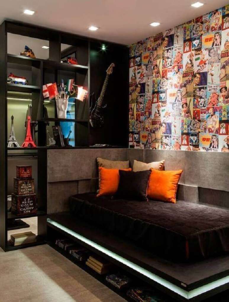 13. Decoração moderna para quartos bonitos masculinos pretos -Foto: Futurist Architecture