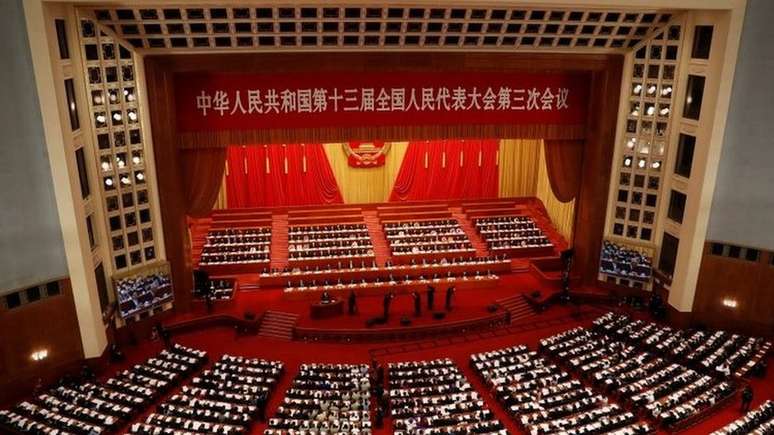 O parlamento chinês, o Congresso Nacional do Povo, debate a lei de segurança nacional a ser aplicada em Hong Kong