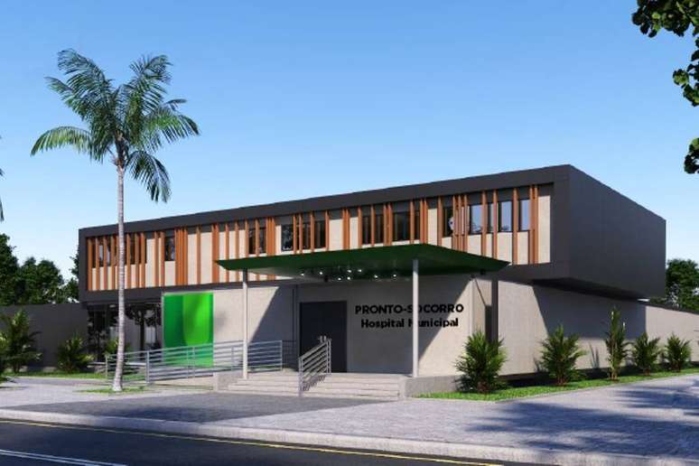 Ilustração do novo hospital anunciado pela prefeitura de São José dos Campos.