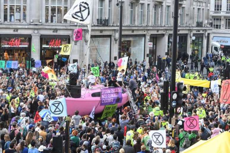 Protesto contra mudanças climáticas em Londres, Reino Unido