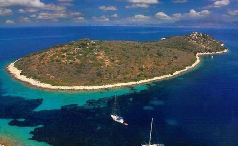 Imagem aérea da Ilha de Gaia, na Grécia
