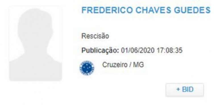 Rescisão de Fred com o Cruzeiro foi publicada no BID (Foto: Reprodução)