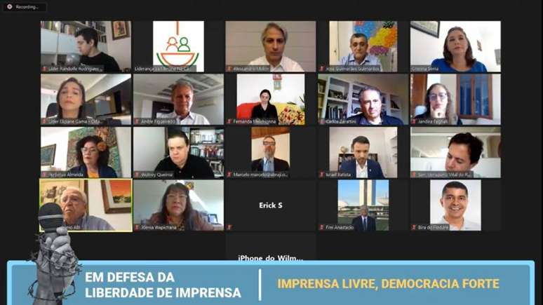 Políticos e representantes de entidades participam de ato virtual pela democracia e liberdade de imprensa