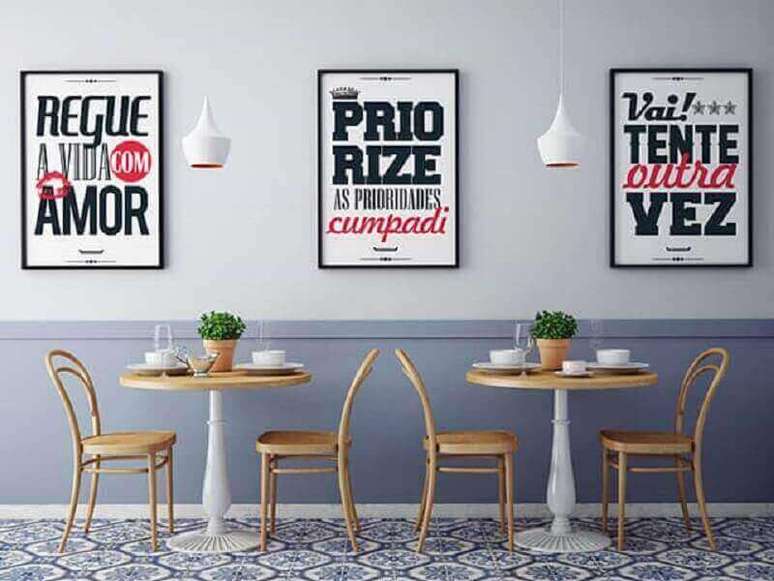 38. Quadros com frases para decoração de lanchonete – Foto: Enquadrarte