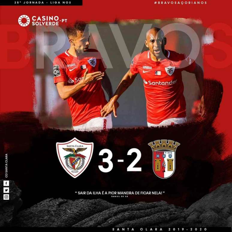 Santa Clara venceu o Braga por 3 a 2 (Foto: Divulgação)