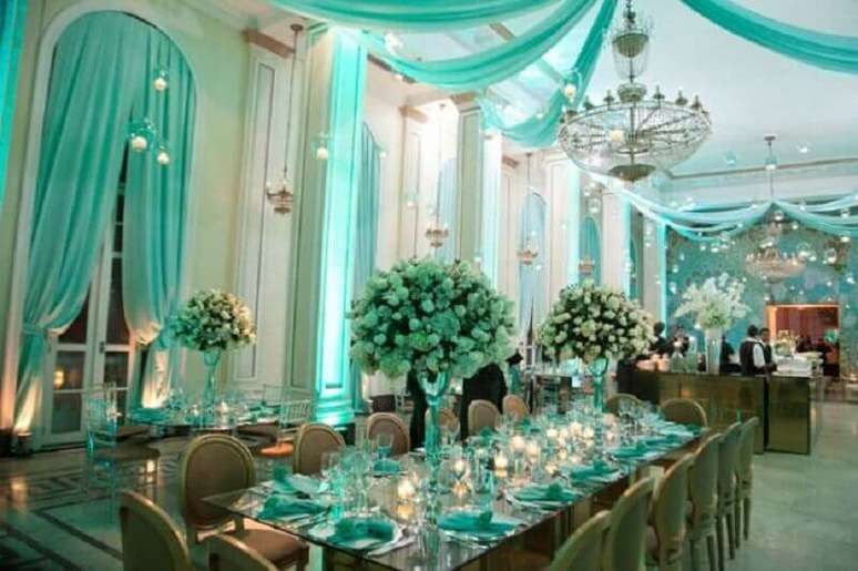 9. Sofisticada decora&ccedil;&atilde;o de casamento azul Tiffany &ndash; Foto: Pinterest