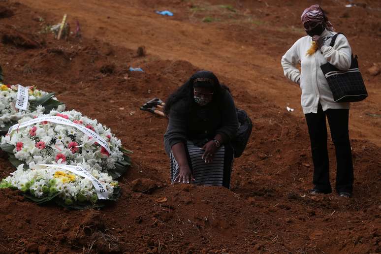Familiares durante enterro de vítima da Covid-19 em cemitério de São Paulo
04/06/2020
REUTERS/Amanda Perobelli
