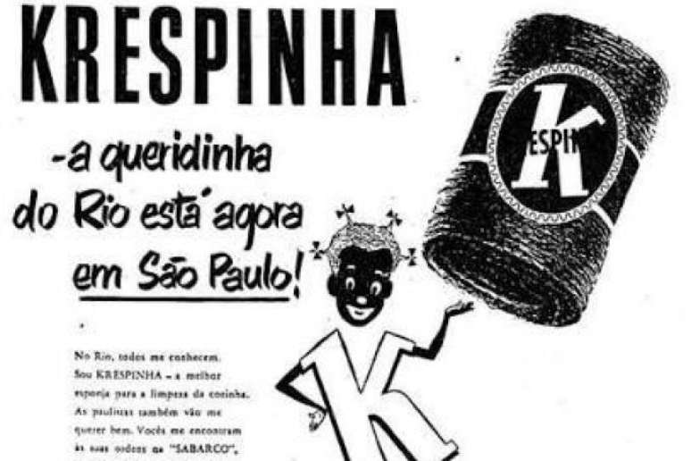 Internautas tuitaram publicidade da década de 1950 de uma esponja 'Krespinha' (essa , entretanto, não era a fabricada pela Bombril, mas por uma loja de produtos de limpeza em São Paulo), que trazia imagem de uma criança negra e fazia alusão a seu cabelo