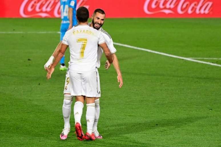 Benzema marcou o primeiro gol da partida com assistência de Hazard (Foto: JAVIER SORIANO / AFP)