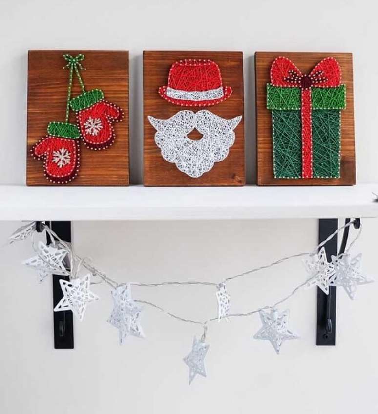 47. A decoração natalina pode ficar ainda mais especial com string art. Fonte: Pinterest