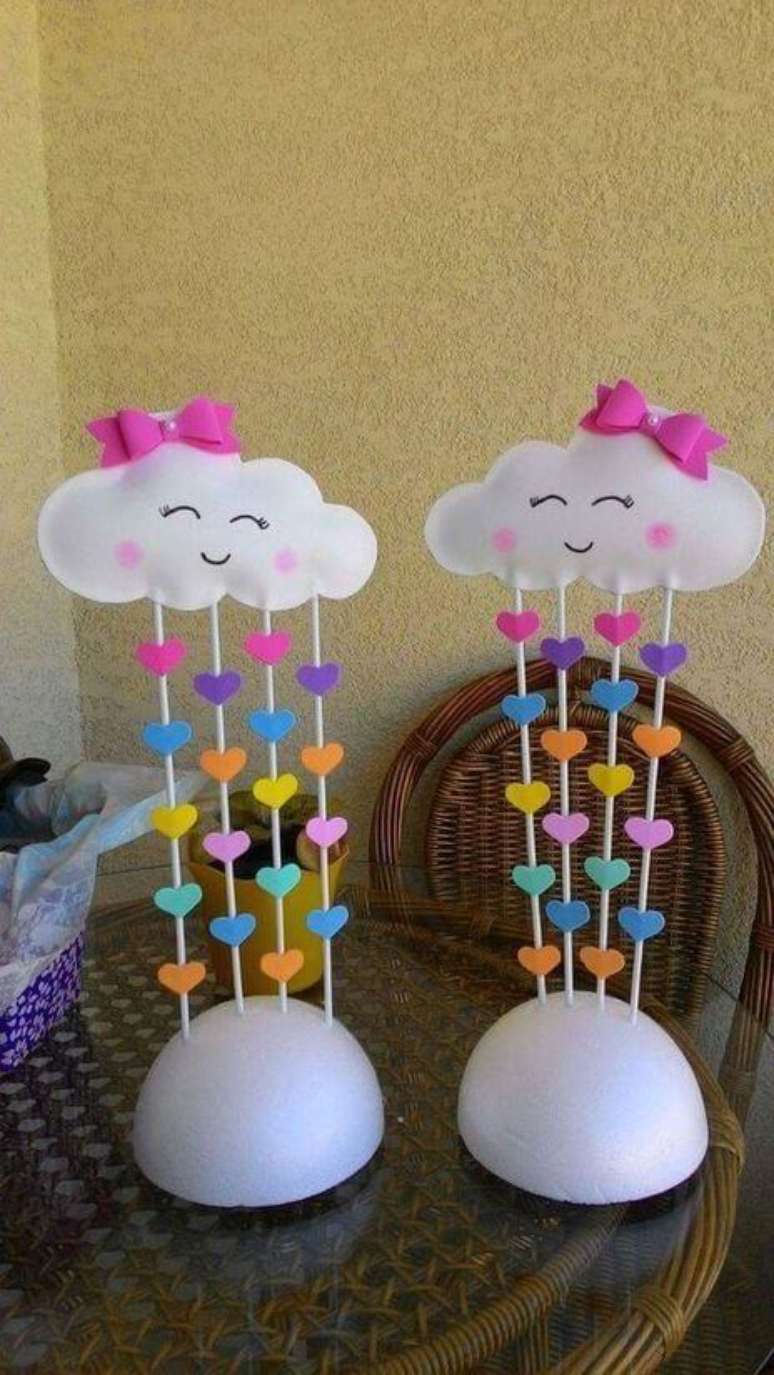 12. Decoração de festa com nuvem de feltro – Via: Pinterest