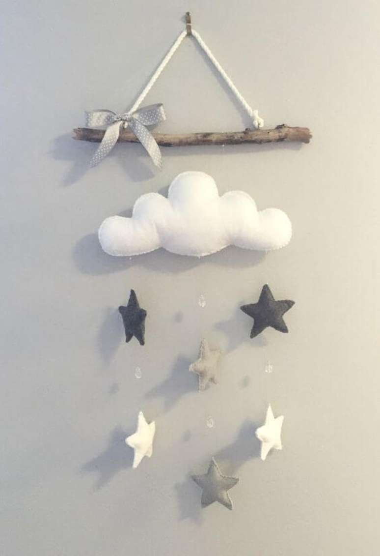 35. Nuvem de feltro com estrelas no quarto infantil – Via: Pinterest