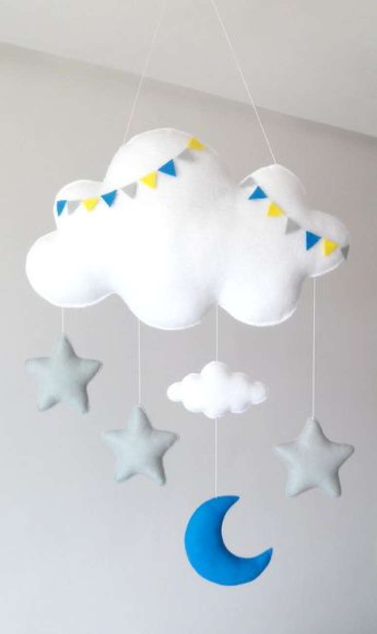36. Decoração de quarto de bebê com nuvens e estrelas – Via: Pinterest