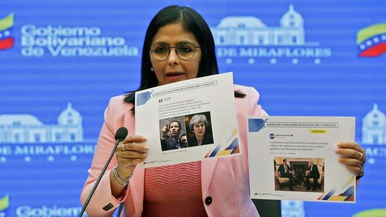 Delcy Rodríguez acusou a oposição de tentar interferir na tentativa da Venezuela de recuperar o ouro.