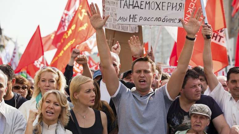 O líder da oposição e blogueiro russo Alexei Navalny liderou uma série de marchas e protestos exigindo reformas políticas