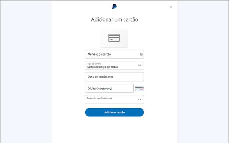 Passo 2: Insira todas as informações do cartão e confirme.