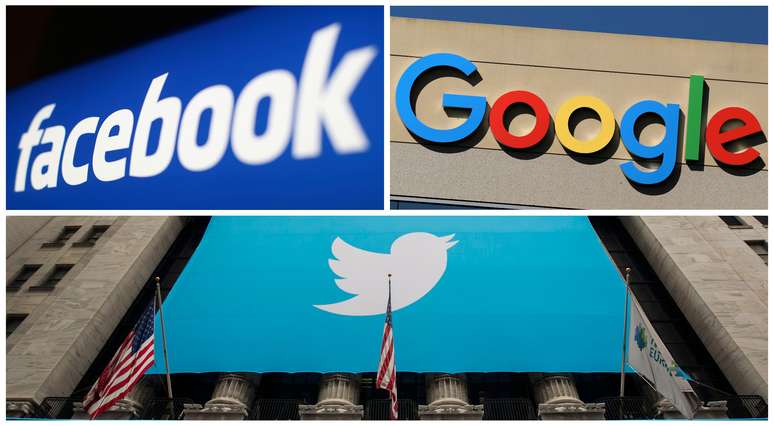 Logos do Facebook, Google e Twitter.
REUTERS/Arquivo