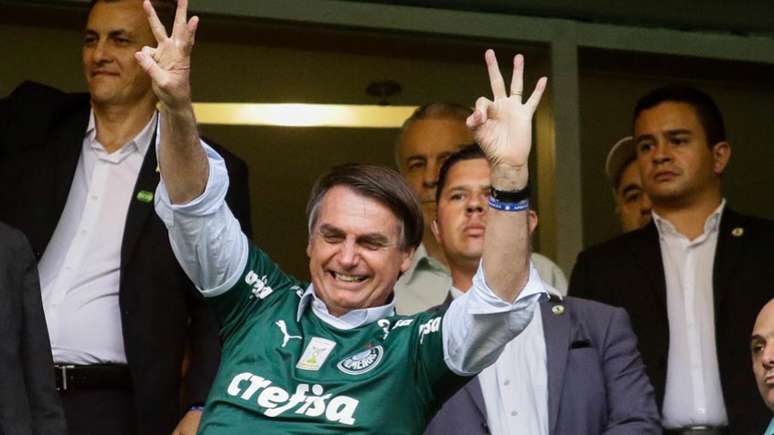 Bolsonaro foi torcer para o Palmeiras durante o jogo contra o Vasco, em 2019 (Aloisio Mauricio/Fotoarena)