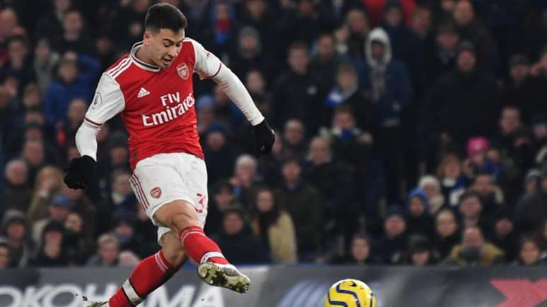 Gabriel Martinelli disputou 26 partidas e marcou 10 gols em sua primeira temporada na Europa.(DANIEL LEAL-OLIVAS / AFP)