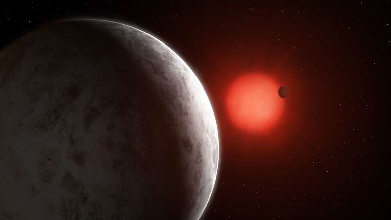 Por causa da proximidade à estrela GJ 887, os planetas têm órbitas mais curtas do que a que Mercúrio faz ao redor do Sol.