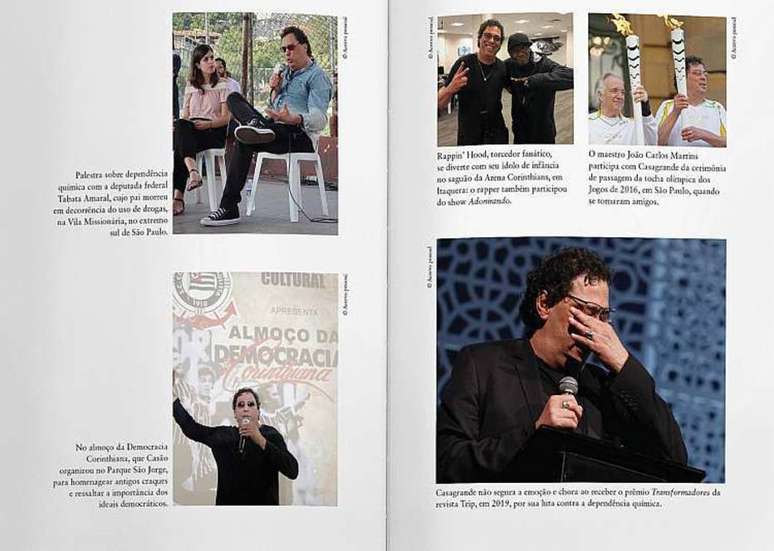 Fotos do livro Travessia, que conta a história de Walter Casagrande