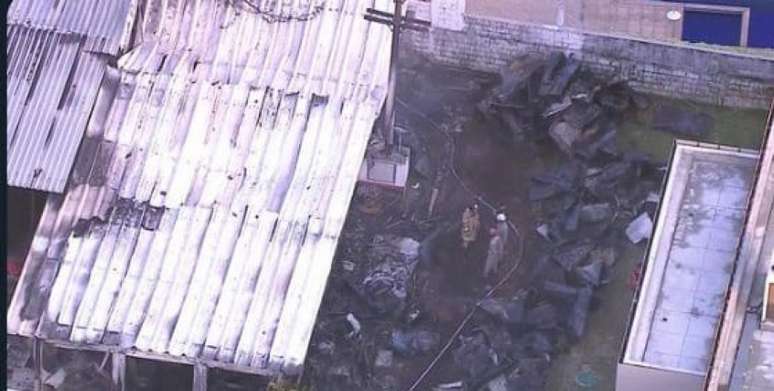 Imagem aérea: incêndio no Ninho do Urubu ocorreu no dia 8 de fevereiro de 2019 (Foto: Reprodução/TV Globo)