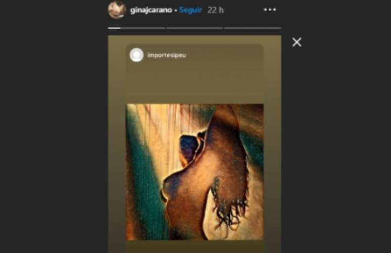 Gina compartilhou foto nua nos stories após ser censurada pelo Instagram (Foto: Reprodução/Instagram)