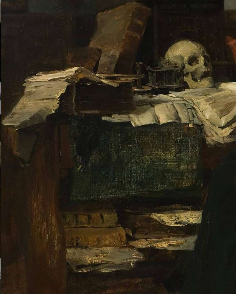 Detalhe da pintura de 1874, 'Absorvido em seus estudos', de Eilif Peterssen, que está na conta 'MyFairestTreasure' do Instagram administrada pelos cultuadores do grupo Dark Academia. 