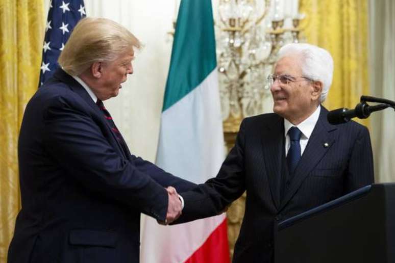 Donald Trump e Sergio Mattarella durante encontro em 2019