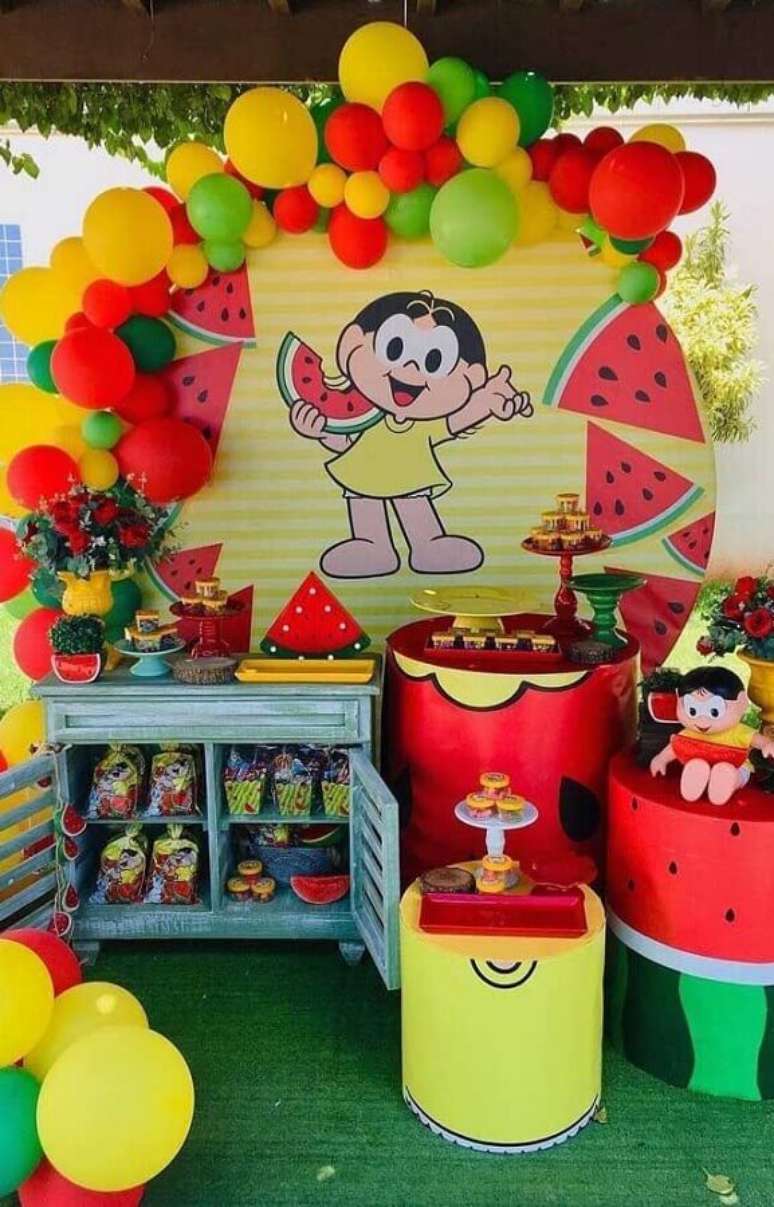 18. Use balões coloridos para decorar seu painel de festa infantil da Magali – Foto: PopSugar