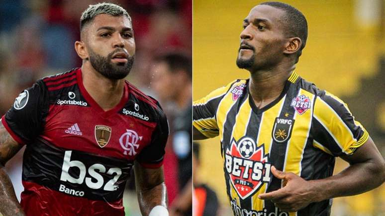 Gabigol e João Carlos têm, cada, oito gols no Carioca (Fotos: Alexandre Vidal/Flamengo; divulgação/Volta Redonda)