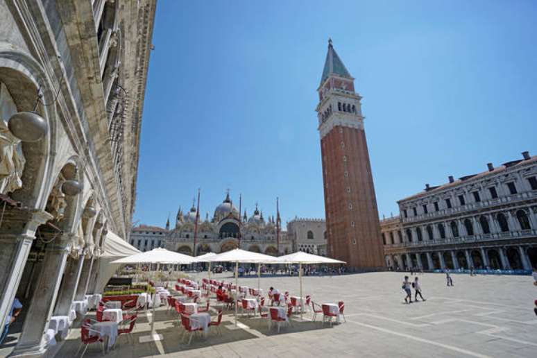 Vista da Praça San Marco, no centro histórico de Veneza, capital do Vêneto