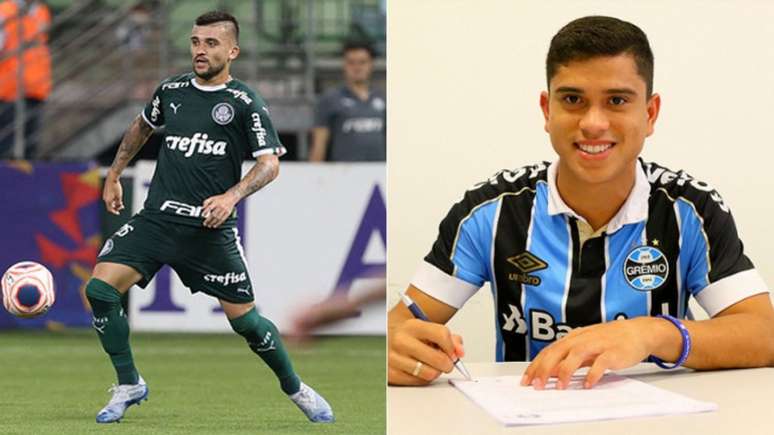 Victor Luís e Kevin (Foto: Divulgação/Palmeiras; Divulgação/Grêmio)