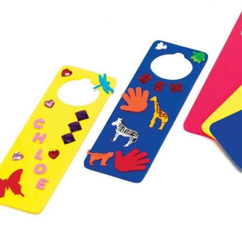 7. Marca p&aacute;ginas de EVA outra ideia super bem vinda para fazer com as crian&ccedil;as. Fonte: Pinterest