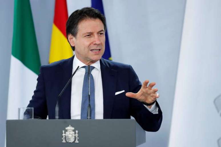 O primeiro-ministro da Itália, Giuseppe Conte, durante visita a Madri